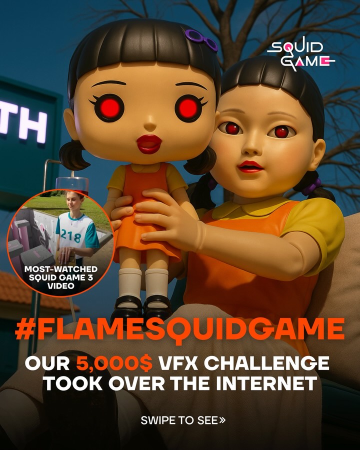 First slide of The FLAME Squid Game challenge on FLAME CGI Instagram